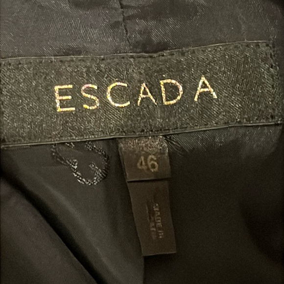 Escada Navy White Square Dotted Blazer Silk Chiffon Sash Size 46 US 12 Evening - Picture 3 of 15